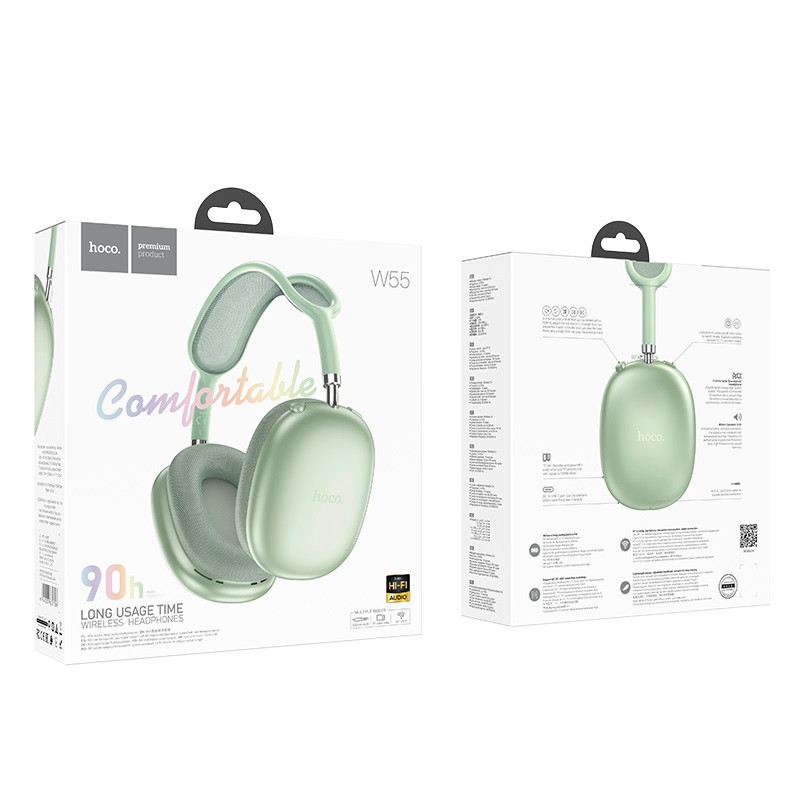 Бездротові накладні навушники HOCO W55 Pleasing BT headphones Green (6942007632706)