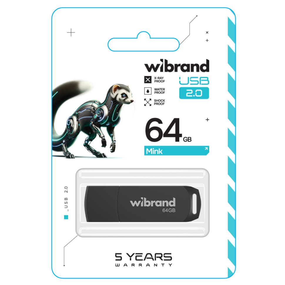 Флеш-накопичувач Wibrand USB 2.0 Mink 64Gb Black (WI2.0/MI64P4B)