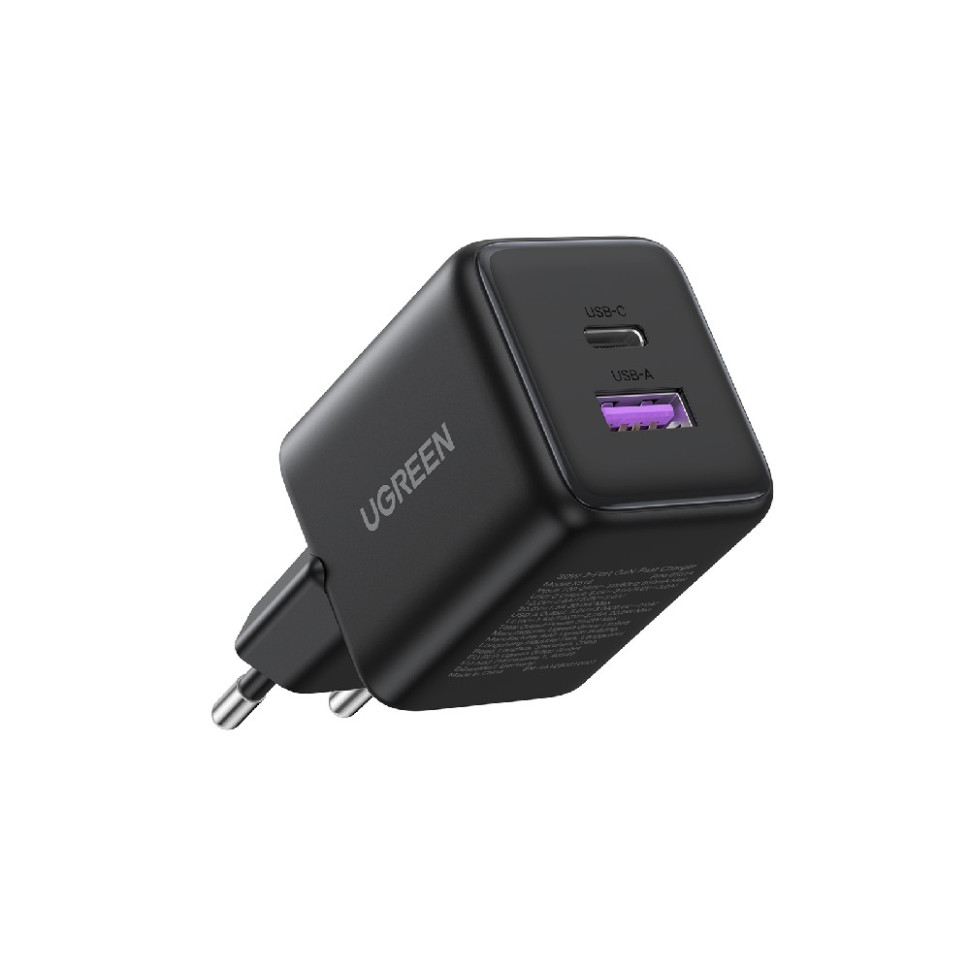 Мережевий зарядний пристрій UGREEN X516 30W 2-Port GaN Fast Charger EU Black (UGR-65014)