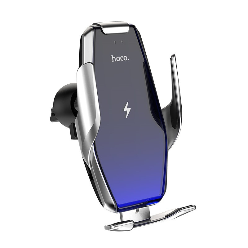 Автотримач для телефона з БЗП HOCO S14 Surpass automatic induction wireless charging car holder Silver (6931474715166)