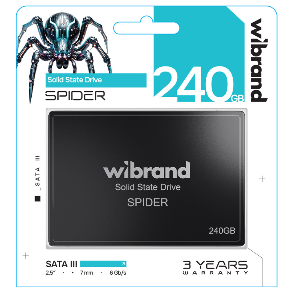 Накопичувач SSD Wibrand Spider 240GB 2.5" 7mm SATAIII Standard (WI2.5SSD/SP240GBST)