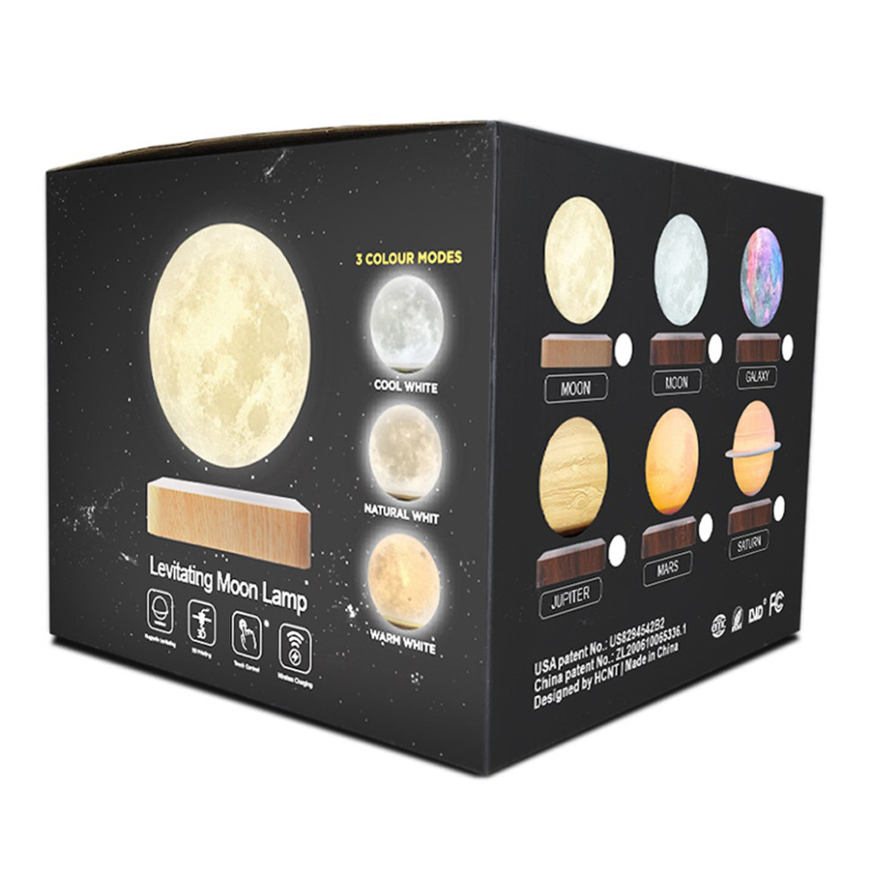 Магнітна левітаційна лампа HCNT Levitating Lamp Saturn Dark Wood Grain (SIM10-GW5-S)