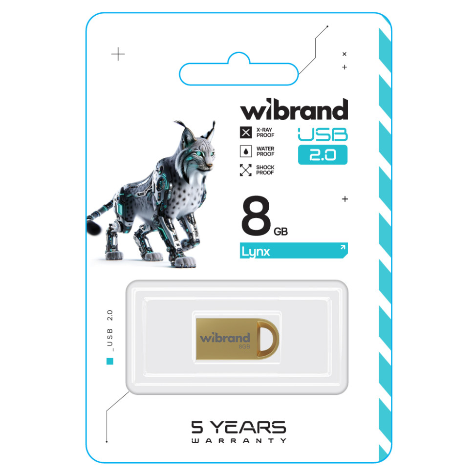 Флеш-накопичувач Wibrand USB 2.0 Lynx 8Gb Gold (WI2.0/LY8M2G)