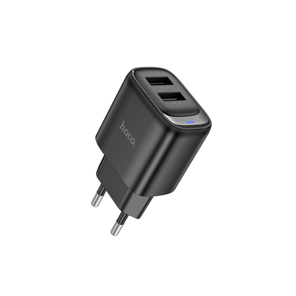 Мережевий зарядний пристрій HOCO C141A Smart dual-port charger Black (6942007627849)