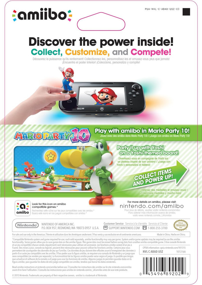 Фігурка Nintendo Amiibo Super Mario (Yoshi, колекція Amiibo)