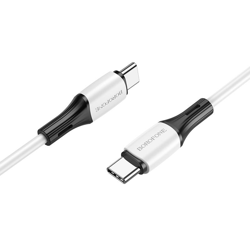 Кабель BOROFONE BX79 Type-C to Type-C 3A,60W, 1m, silicone, silicone connectors, White (6974443384819)