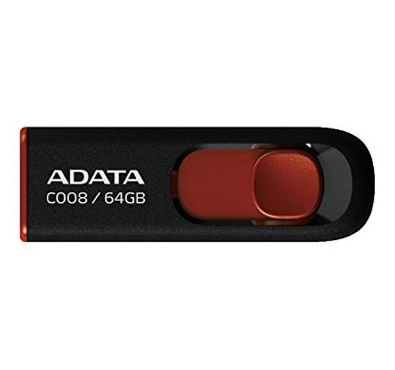 Флеш-накопичувач ADATA USB 2.0 C008 64Gb Black/Red (AC008-64G-RKD)