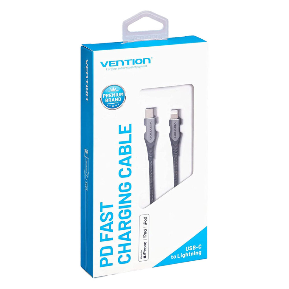 Кабель Vention USB 2.0 C to Lightning Cable 1M Gray Aluminum Alloy Type (TACHF) (TACHF)