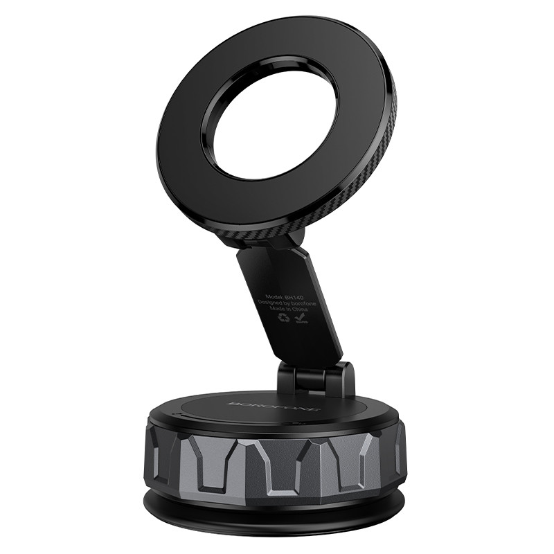 Автотримач для телефона BOROFONE BH140 Gloria vacuum suction cup magnetic ring holder(multi-scene) black metal gray (6941991125577)