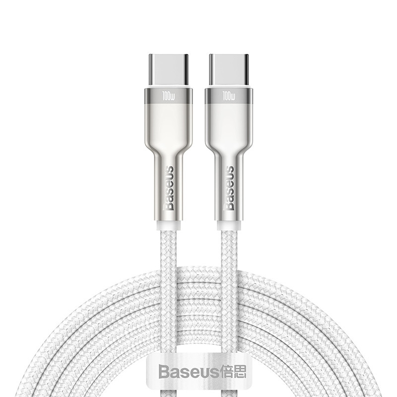 Кабель Baseus Cafule Series Metal Data Cable (Type-C to Type-C) (100W \ 2m) (Колір White)