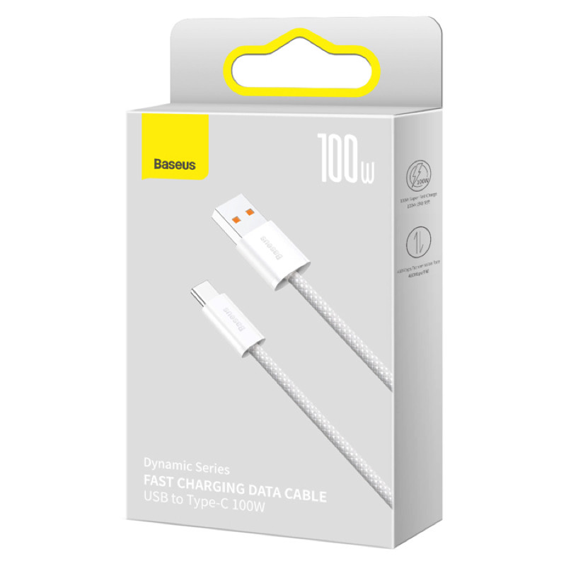 Кабель Baseus Dynamic Series Fast Charging Data Cable USB to Type-C 100W 2m White (CALD000702)