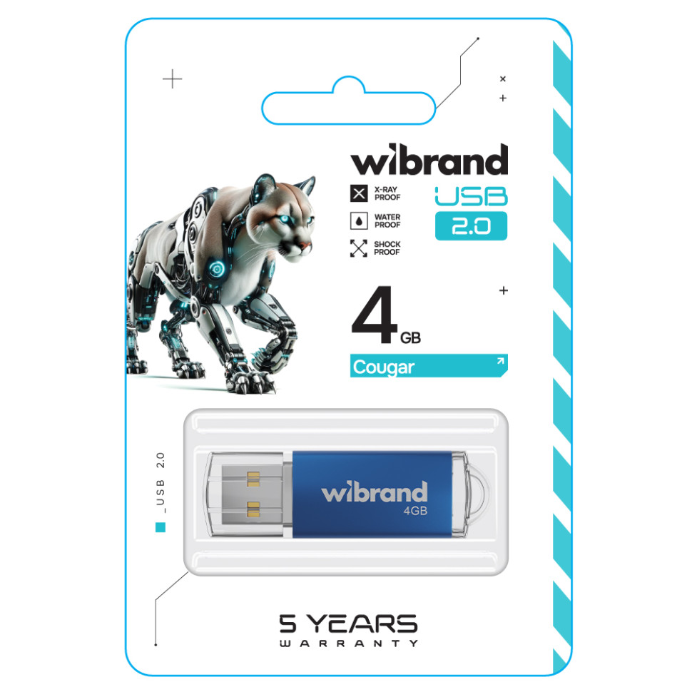 Флеш-накопичувач Wibrand USB 2.0 Cougar 4Gb Blue (WI2.0/CU4P1U)