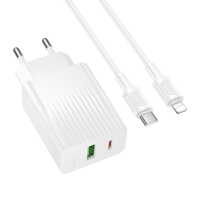 Мережевий зарядний пристрій BOROFONE BAS76A Source PD30W+QC3.0 charger set(C to iP) White (6941991122903)