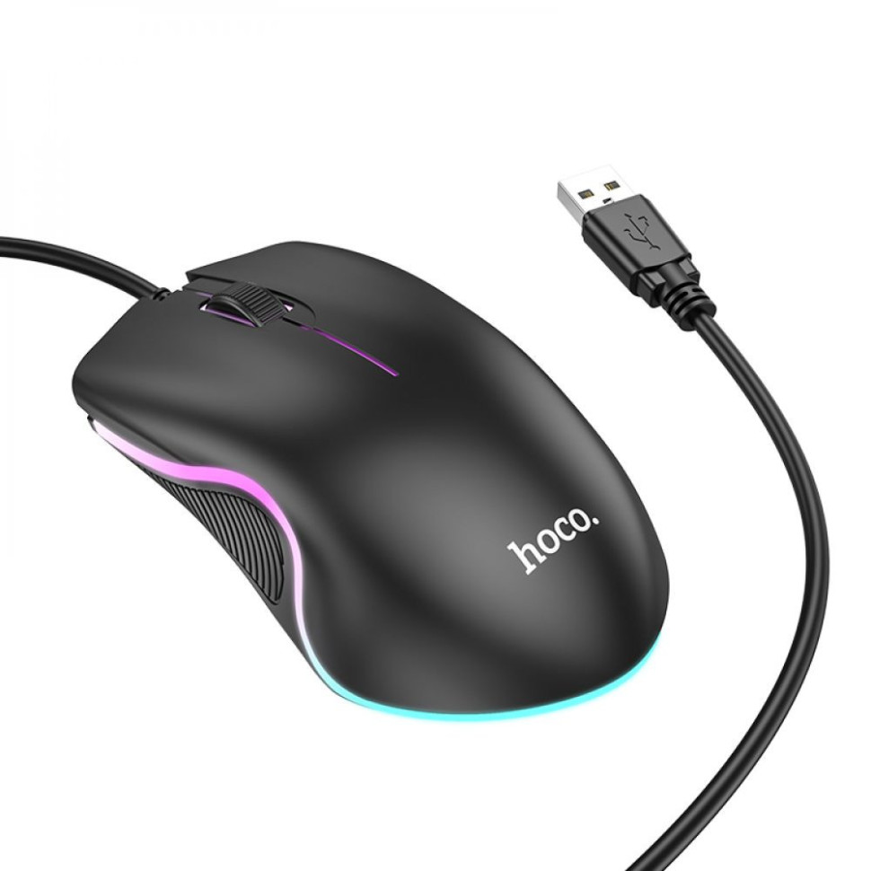 Миша HOCO GM19 Enjoy gaming luminous wired mouse Black (6931474784131)