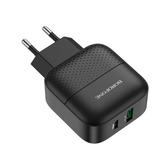 Мережевий зарядний пристрій BOROFONE BA46A Premium PD + QC3.0 18W Black (6931474727336)
