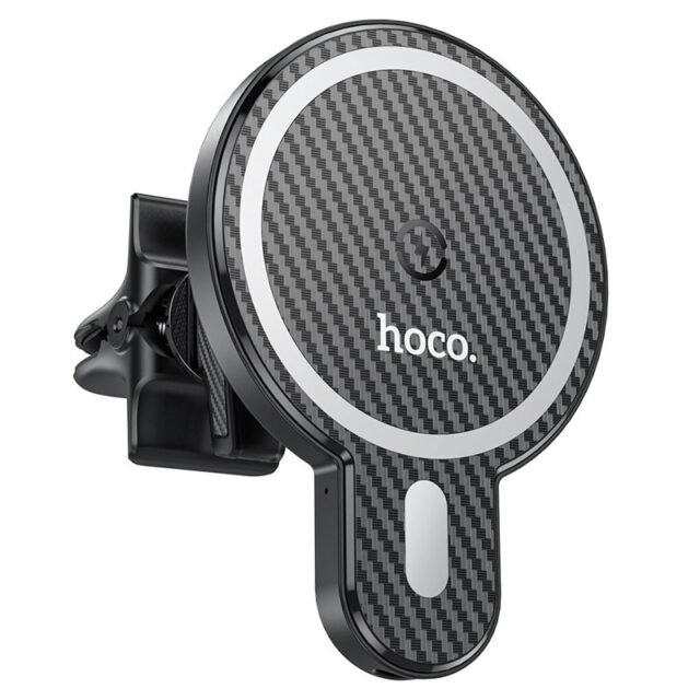 Автотримач для телефона з БЗП HOCO CA85 Ultra-fast magnetic wireless charging car holder Black (6931474745484)