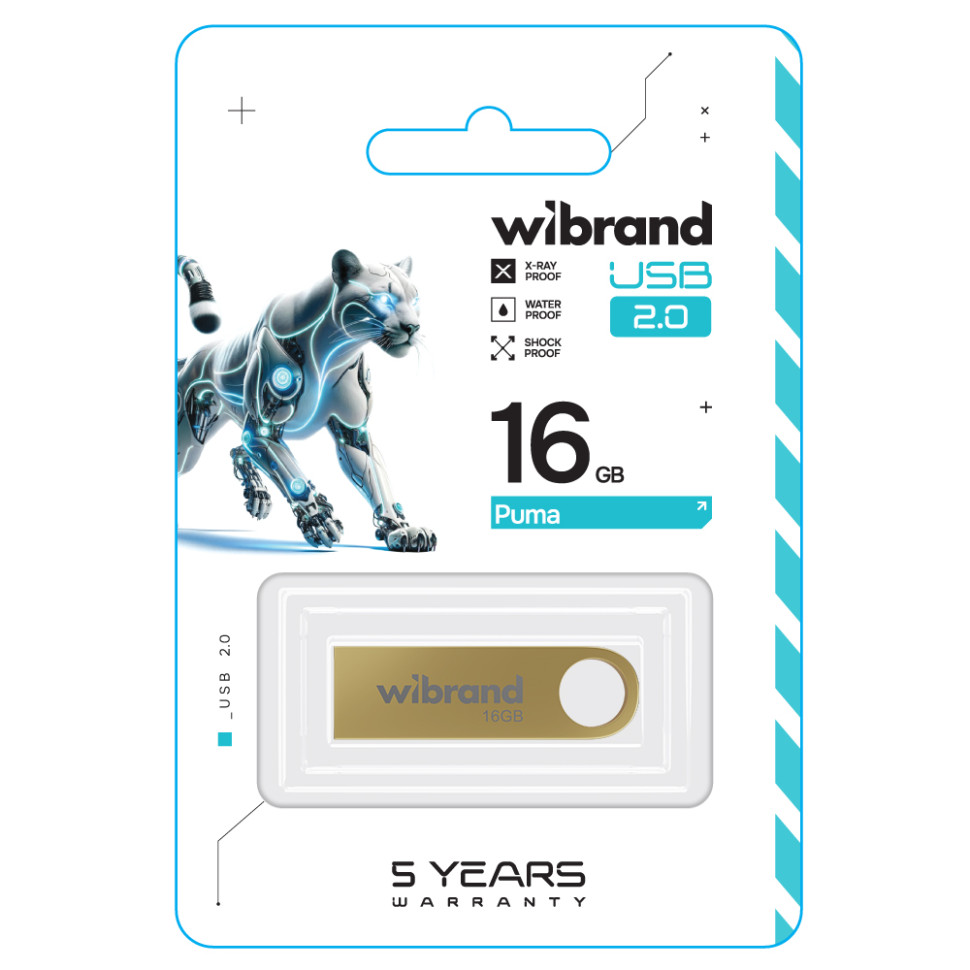 Флеш-накопичувач Wibrand USB 2.0 Puma 16Gb Gold (WI2.0/PU16U1G)