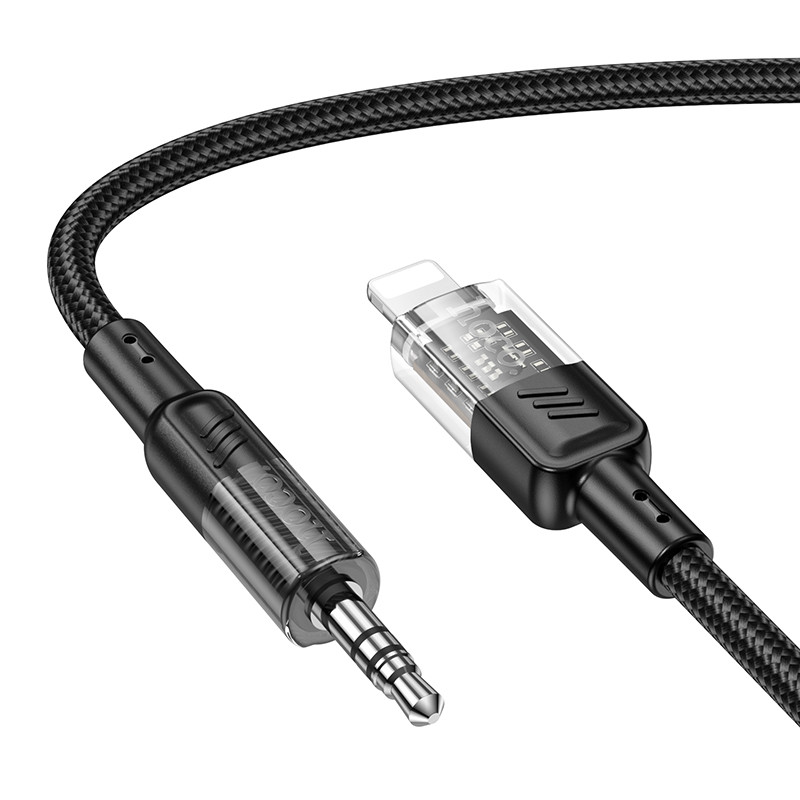 Аудiокабель HOCO UPA27 Spirit transparent digital audio conversion cable iP Black (6942007612524)