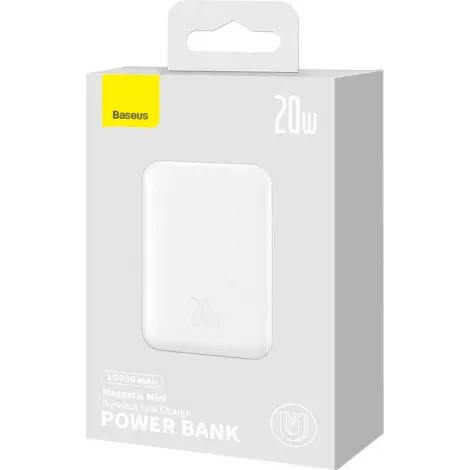 Зовнішній акумулятор Baseus Magnetic Mini Wireless Fast Charge Power Bank 10000mAh 20W White (PPCX070002)