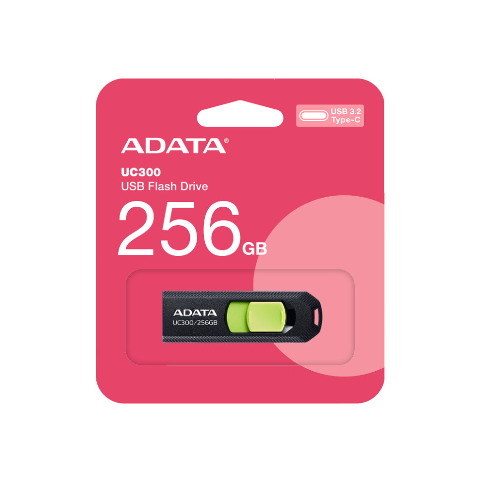 Флеш-накопичувач Adata USB 3.2 Gen1 UC300 Type-C 256Gb Black/Green (ACHO-UC300-256G-RBK/GN)