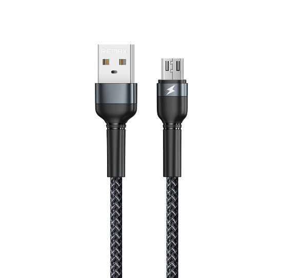 Кабель REMAX Jany Series Aluminum Alloy Braided 2.4A data cable RC-124m/i/a Micro-Black (6972174153568)