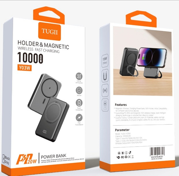 Зовнішній акумулятор WUW Y03 15W magsafe 10000mAh Black (Y03W)