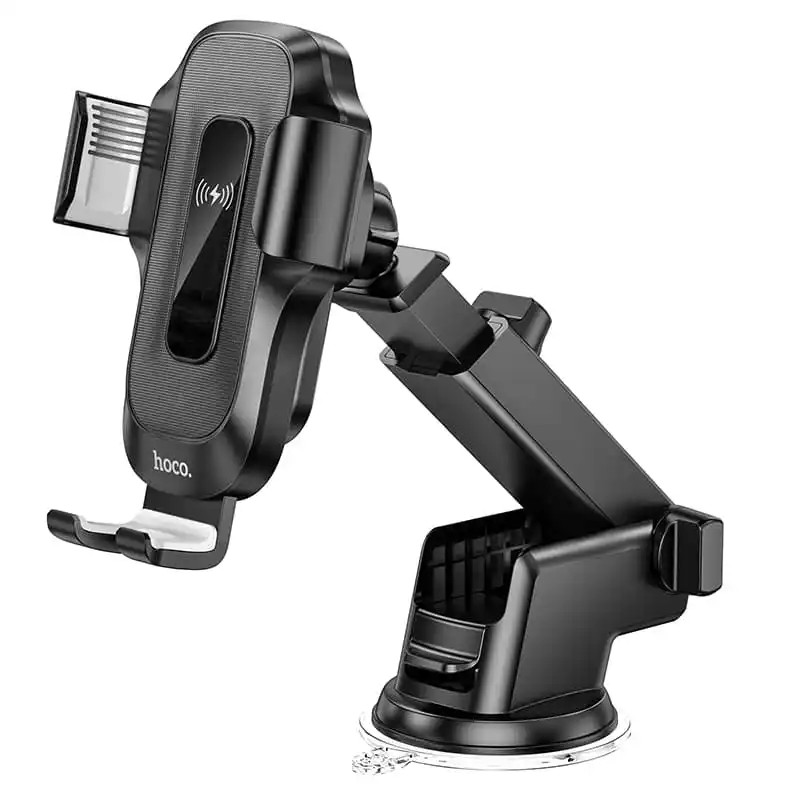 Автотримач для телефона з БЗП HOCO HW3 Wise automatic induction wireless fast charging car holder(center console) Black (6931474791849)