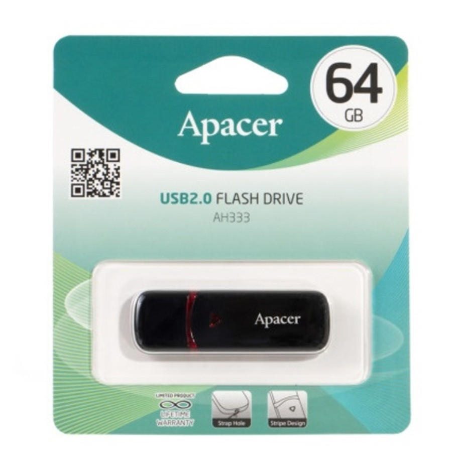 Флеш-накопичувач Apacer USB 2.0 AH333 64Gb Black (AP64GAH333B-1)