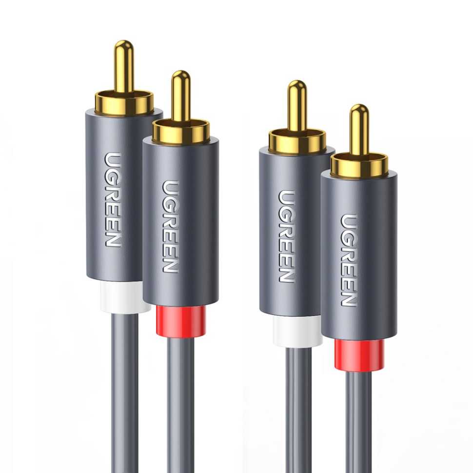 Аудіокабель UGREEN AV104, 2RCA Male to 2RCA Male, ABS, 5m Black (UGR-10520)