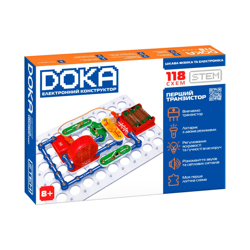 Електронний набір (конструктор) для експериментів DOKA (Юний інженер – 118 проєктів)