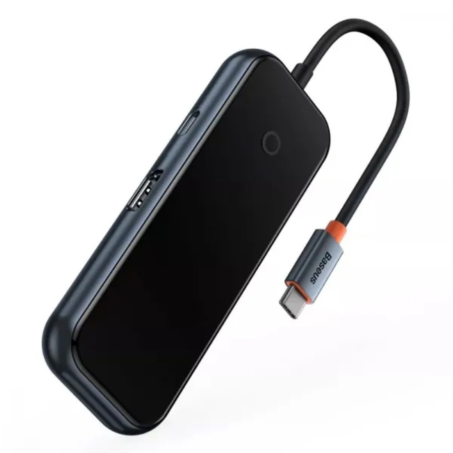 USB-хаб Baseus AcmeJoy 5-Port Type-C HUB Adapter（Type-C to USB3.0*2+USB2.0*1+Type-C PD&Data *1+RJ45*1）Dark Gray (WKJZ010113)