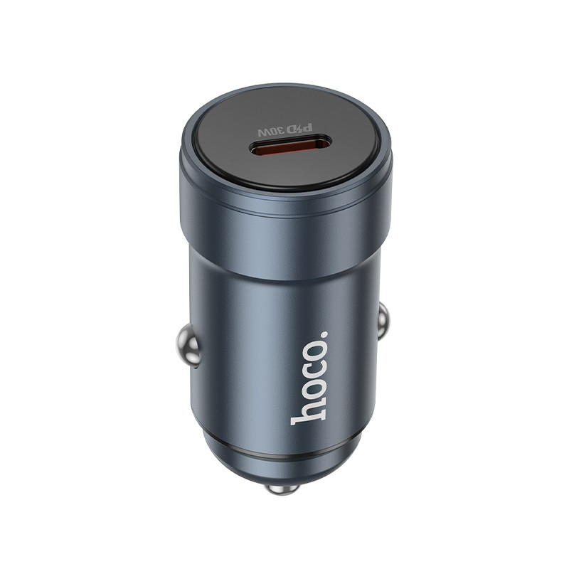 Автомобільний зарядний пристрій HOCO Z57 Glorious single-port PD30W car charger Metal Gray (6942007633048)