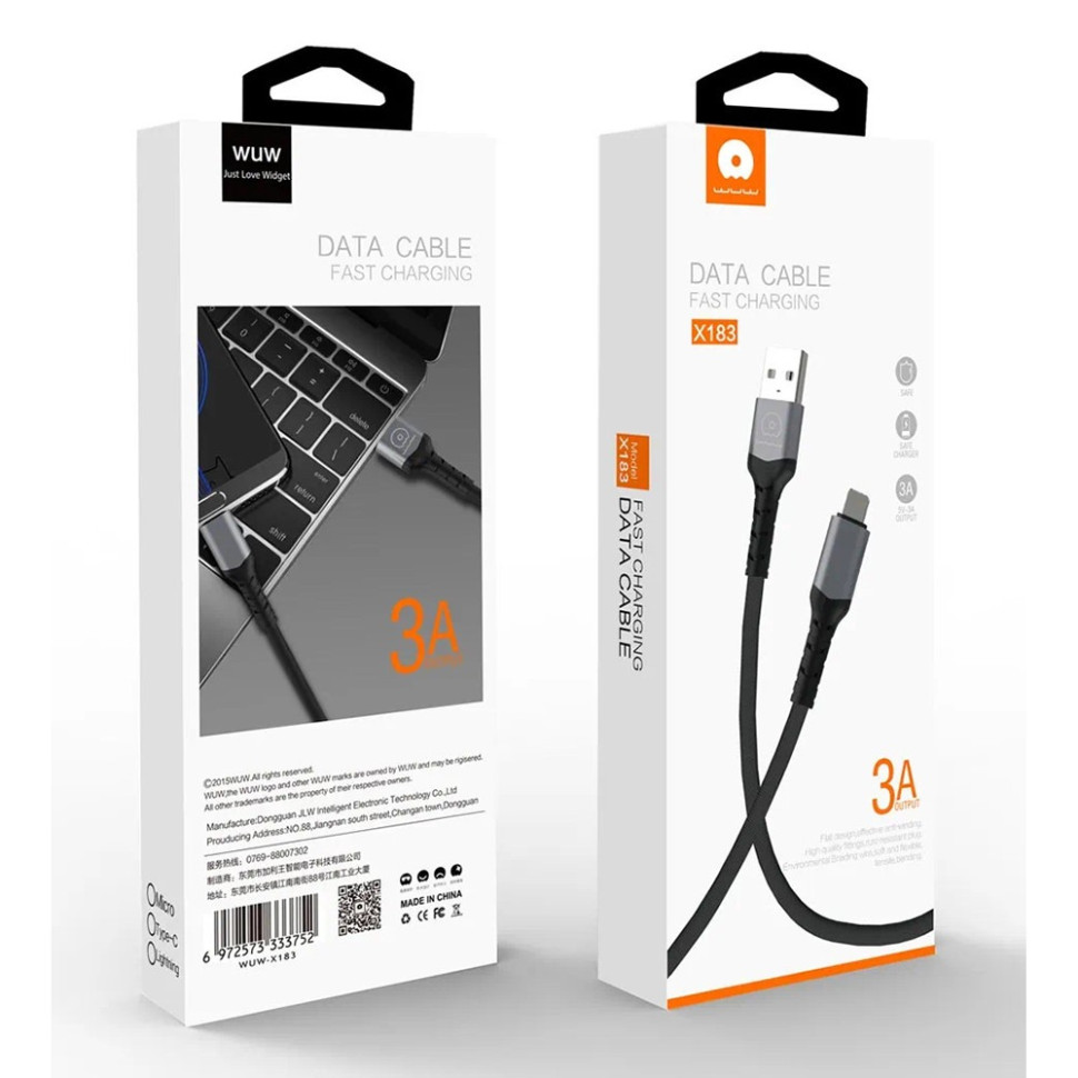 Кабель WUW-X183 Type-C to Lightning 3A 1m Black (6972573333943)