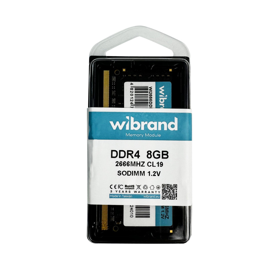 Оперативна пам'ять DDR4 Wibrand 8GB 2666MHz CL19 SODIMM (WI2666DDR4S/8GB)