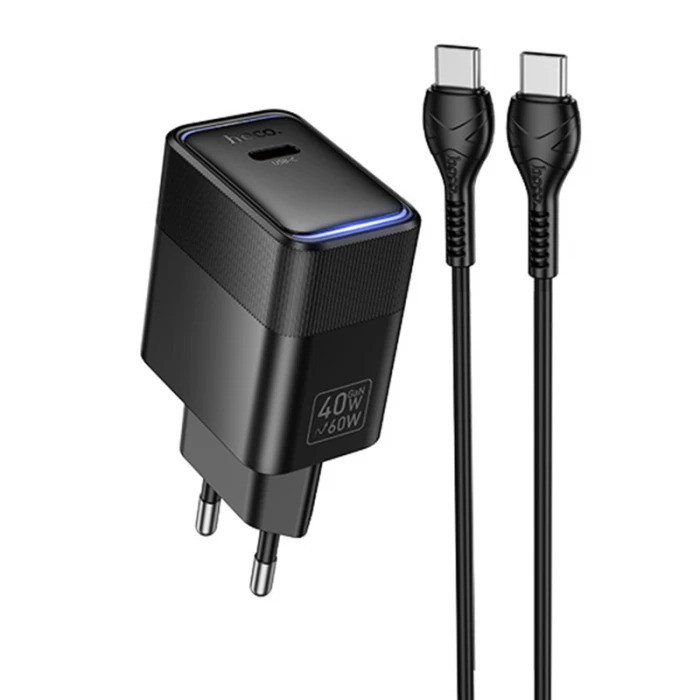 Мережевий зарядний пристрій з кабелем HOCO CS113A Lounge single port PD40W charger White (6942007680431)