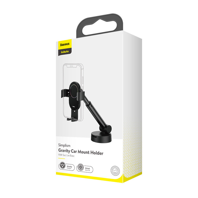 Автотримач для телефона Baseus Simplism gravity car mount holder with suction base Black (SUYL-JY01)