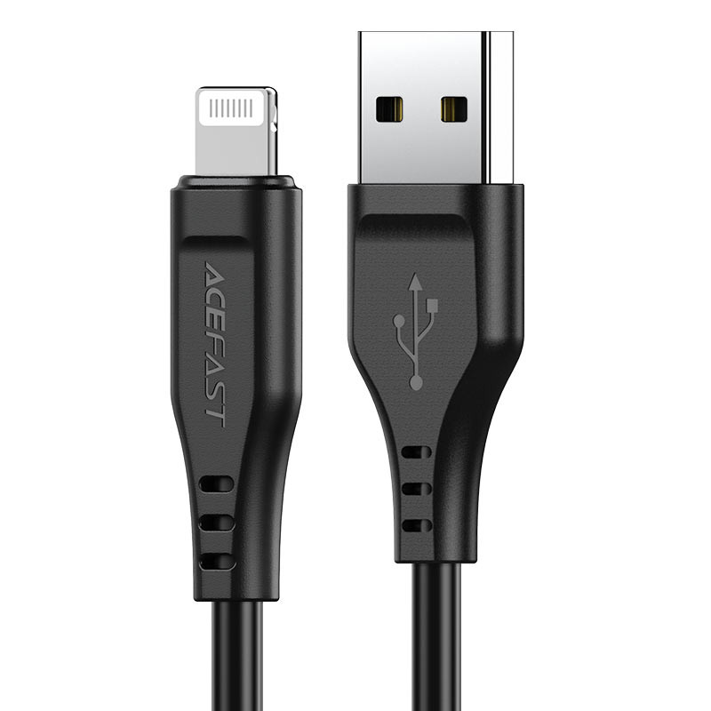Кабель ACEFAST C3-02 USB to iP 2.4A, 1.2m, TPE, TPE connectors, Black (6974316280828)