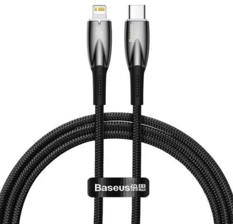 Кабель Baseus Glimmer Series Fast Charging Data Cable Type-C to iP 20W 1m Black (CADH000001)
