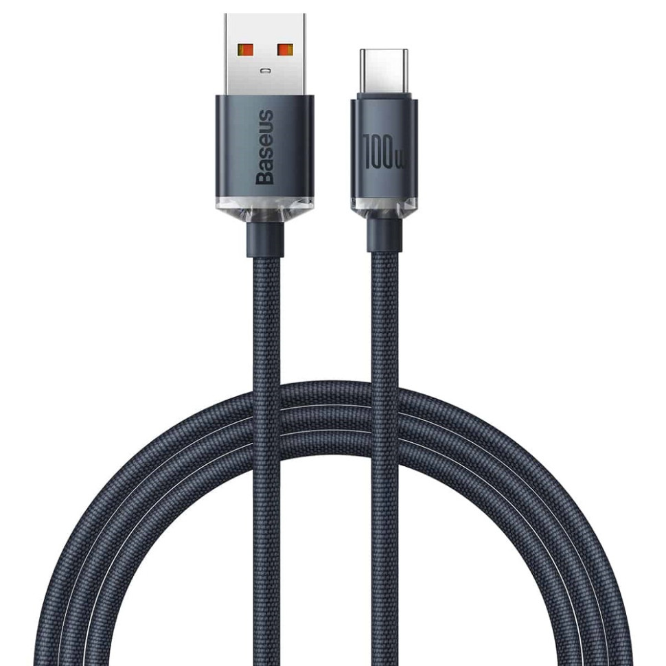 Кабель Baseus Crystal Shine Series Fast Charging Data Cable USB to Type-C 100W 1.2m Black (CAJY000401)