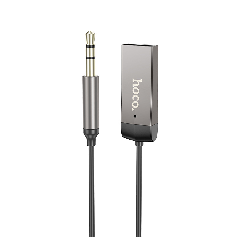 Bluetooth-ресивер HOCO E78 Benefit car AUX BT receiver with cable Black Metal Gray (6942007605663)