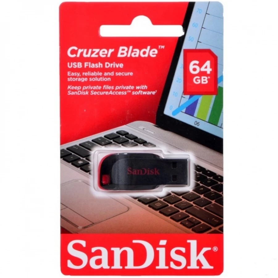 Флеш-накопичувач SanDisk USB 2.0 Cruzer Blade 64Gb Black/Red (SDCZ50-064G-B35)