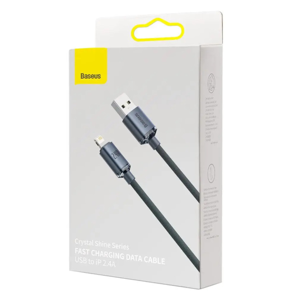 Кабель Baseus Crystal Shine Series Fast Charging Data Cable USB to iP 2.4A 1.2m Black (CAJY000001)