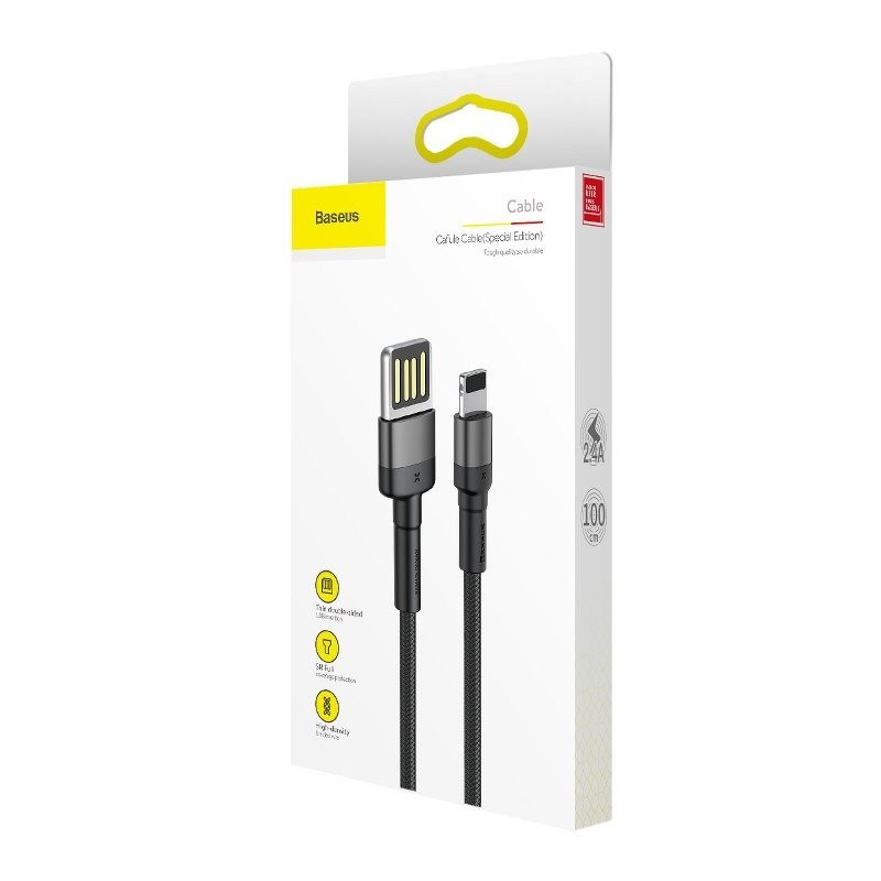 Кабель Baseus Cafule Cable（Special Edition）USB For iP 1m Grey+Black (CALKLF-GG1)