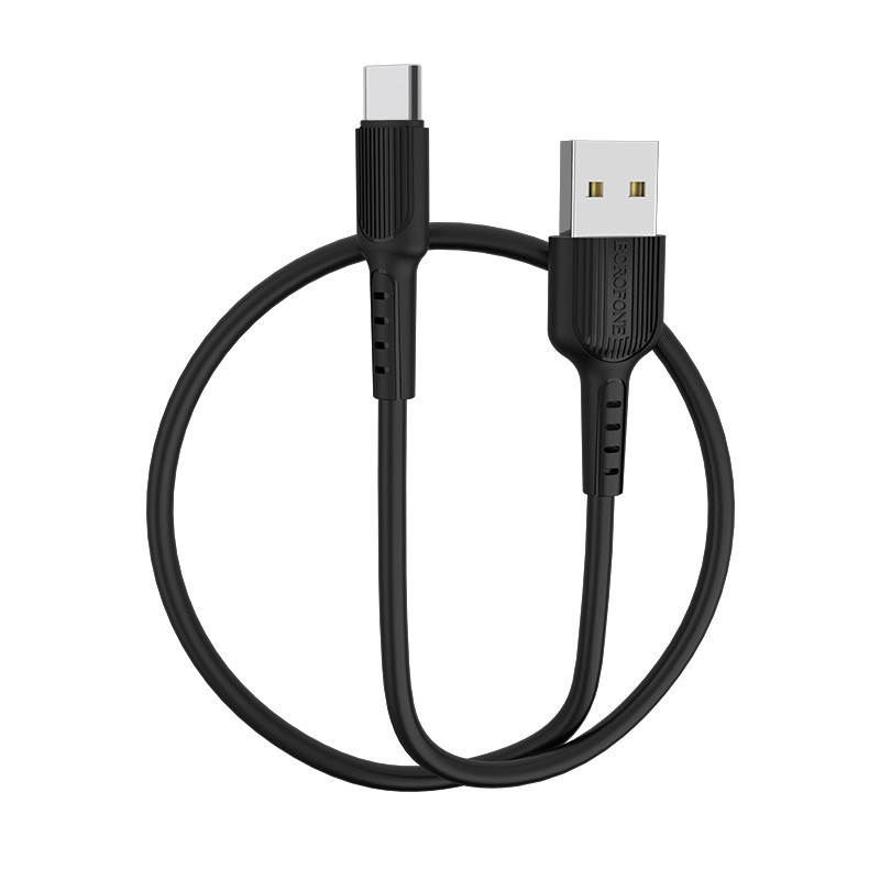 Кабель BOROFONE BX16 USB to Type-C 2A, 1m, PVC, TPE connectors, Black (6957531099475)