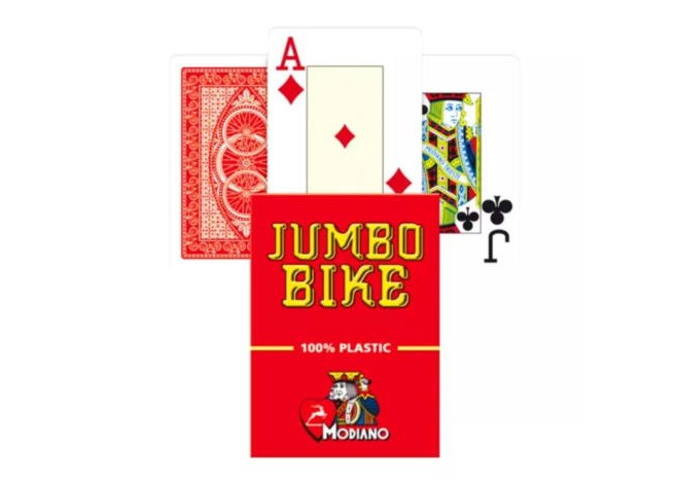 Modiano Карти гральні Modiano Bike Trophy 100% Plastic Jumbo Index (red) (00578)