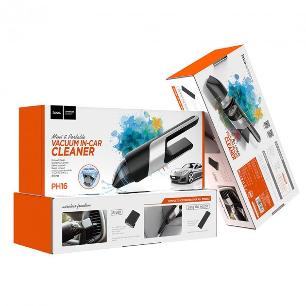 Автомобільний пилосос HOCO PH16 Azure portable vacuum car cleaner Black silver (6931474712646)