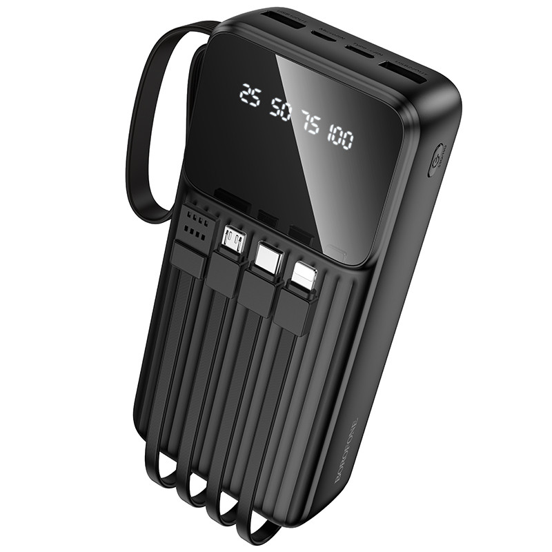 Зовнішній акумулятор BOROFONE BJ76A Smart power bank with 4 cables(20000mAh) Black (6941991120053)