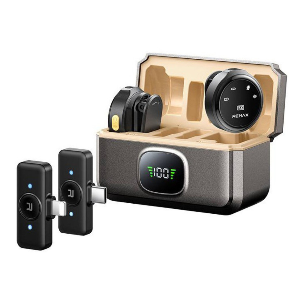 Бездротова мікрофонна система REMAX K22 dual-mic (iP/Type-C) Tarnish (6954851255567)
