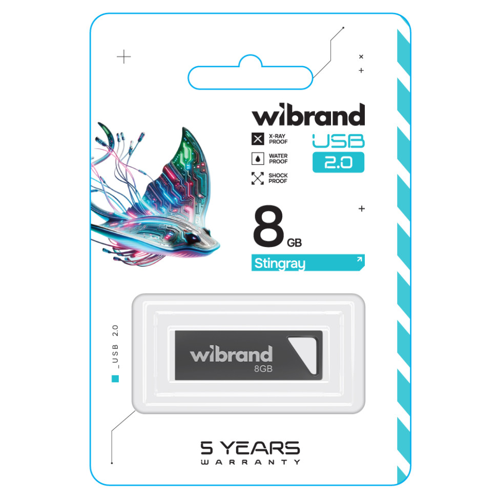 Флеш-накопичувач Wibrand USB 2.0 Stingray 8Gb Grey (WI2.0/ST8U5G)