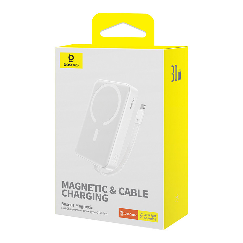 Зовнішній акумулятор Baseus Magnetic Mini Wireless Fast Charge Power Bank Type-C Edition  10000mAh 30W Stellar White (P1002210B223-00)